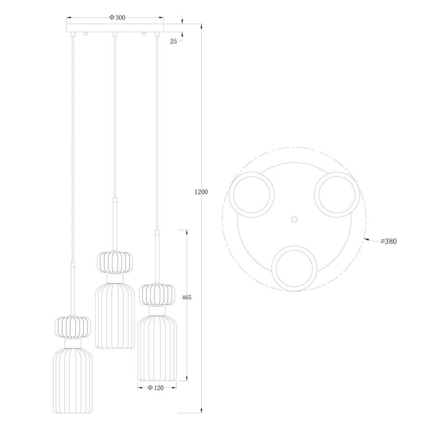 Kattokruunu johdossa MOLLY 3xE14/40W/230V halkaisija 38 cm värikäs