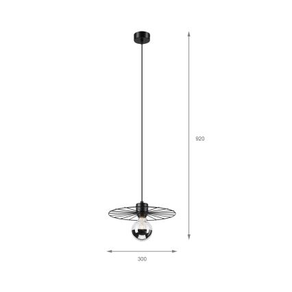 Kattokruunu johdossa MONTANA 1xE27/15W/230V halkaisija 30 cm musta