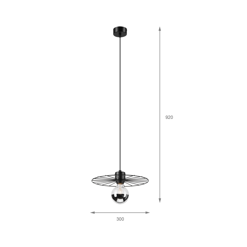 Kattokruunu johdossa MONTANA 1xE27/15W/230V halkaisija 30 cm musta