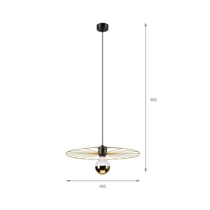 Kattokruunu johdossa MONTANA 1xE27/15W/230V halkaisija 45 cm kulta/musta