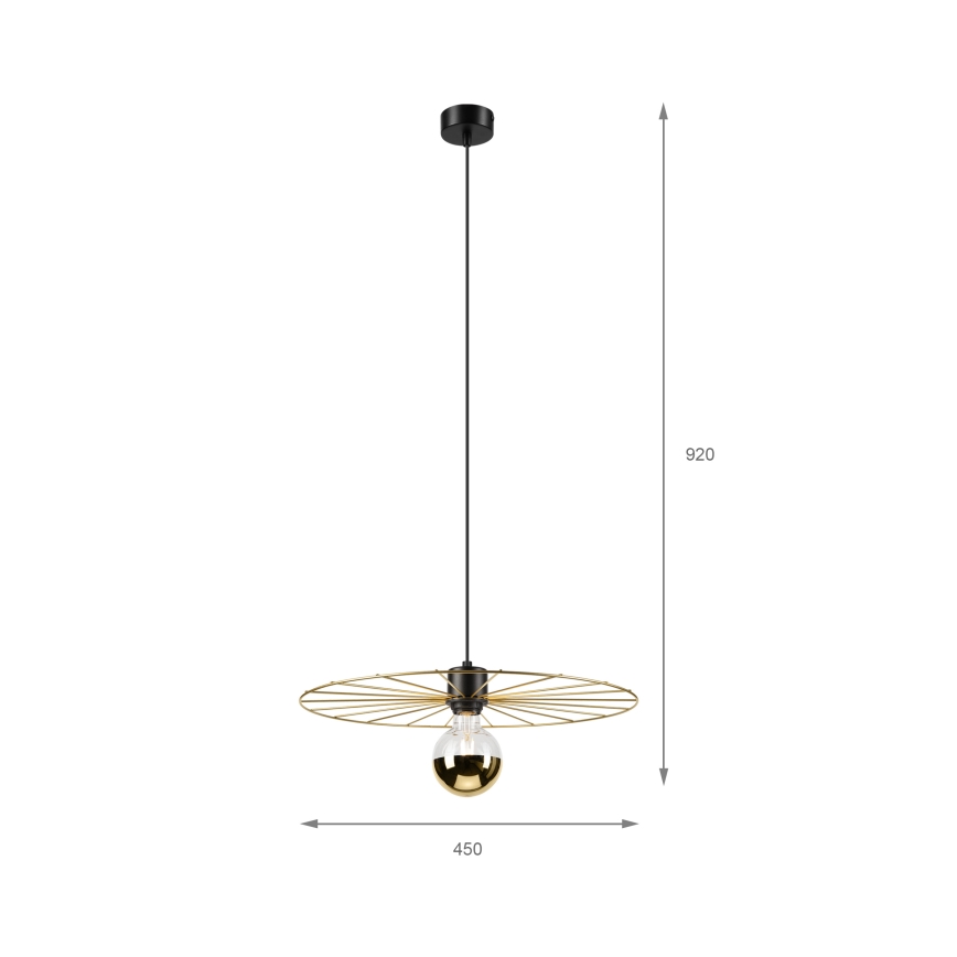 Kattokruunu johdossa MONTANA 1xE27/15W/230V halkaisija 45 cm kulta/musta