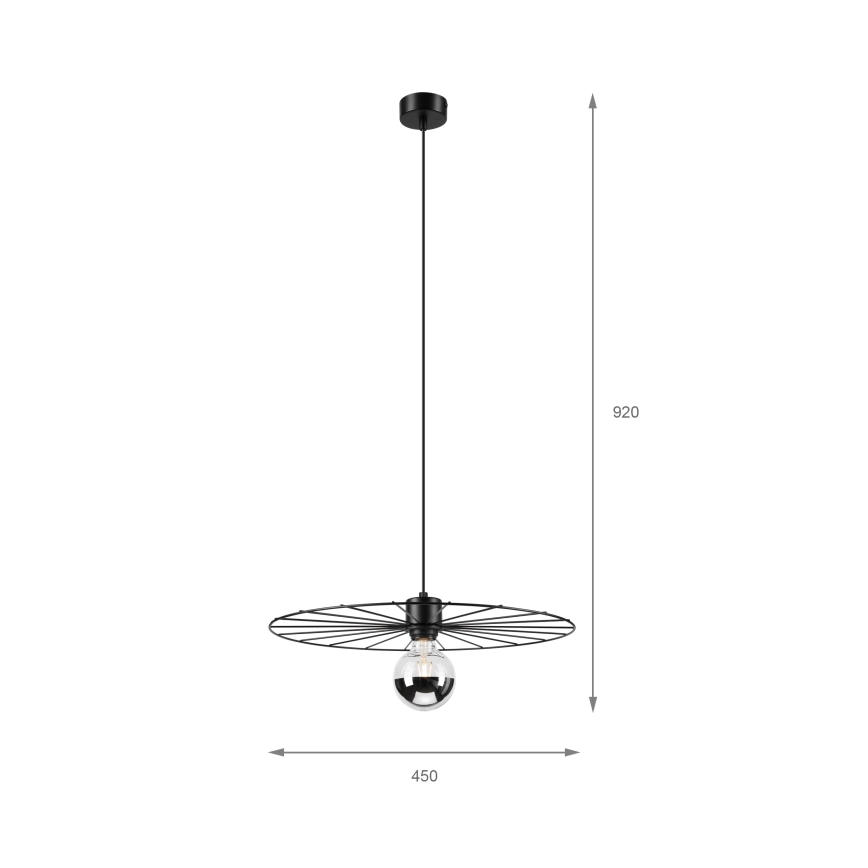 Kattokruunu johdossa MONTANA 1xE27/15W/230V halkaisija 45 cm musta
