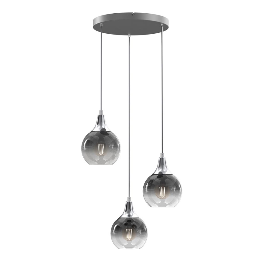 Kattokruunu johdossa MONTE 3xE27/60W/230V mattakromi