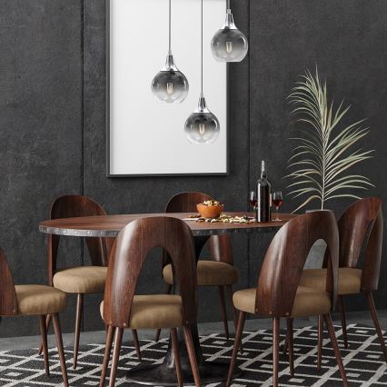 Kattokruunu johdossa MONTE 3xE27/60W/230V mattakromi