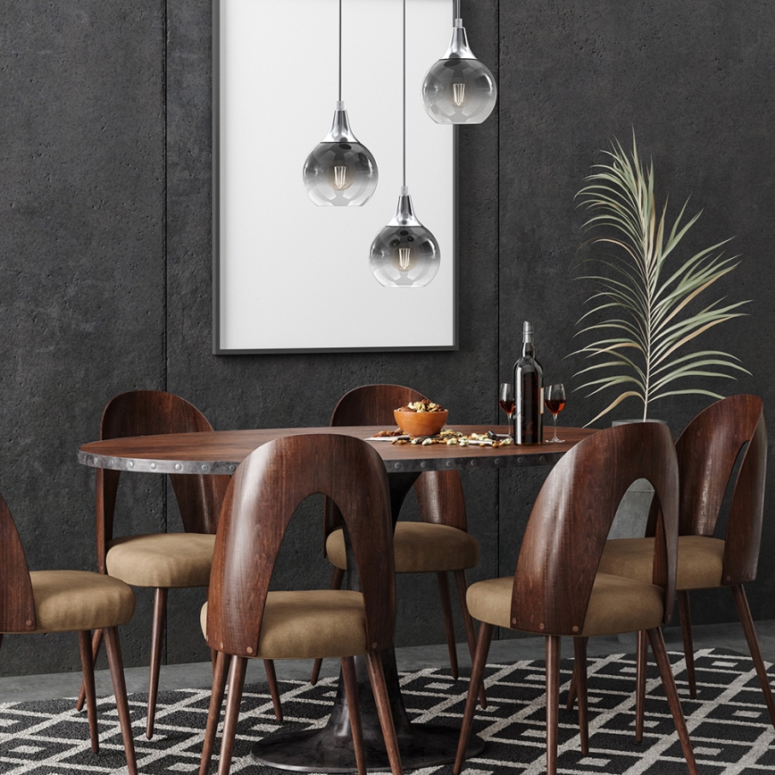 Kattokruunu johdossa MONTE 3xE27/60W/230V mattakromi