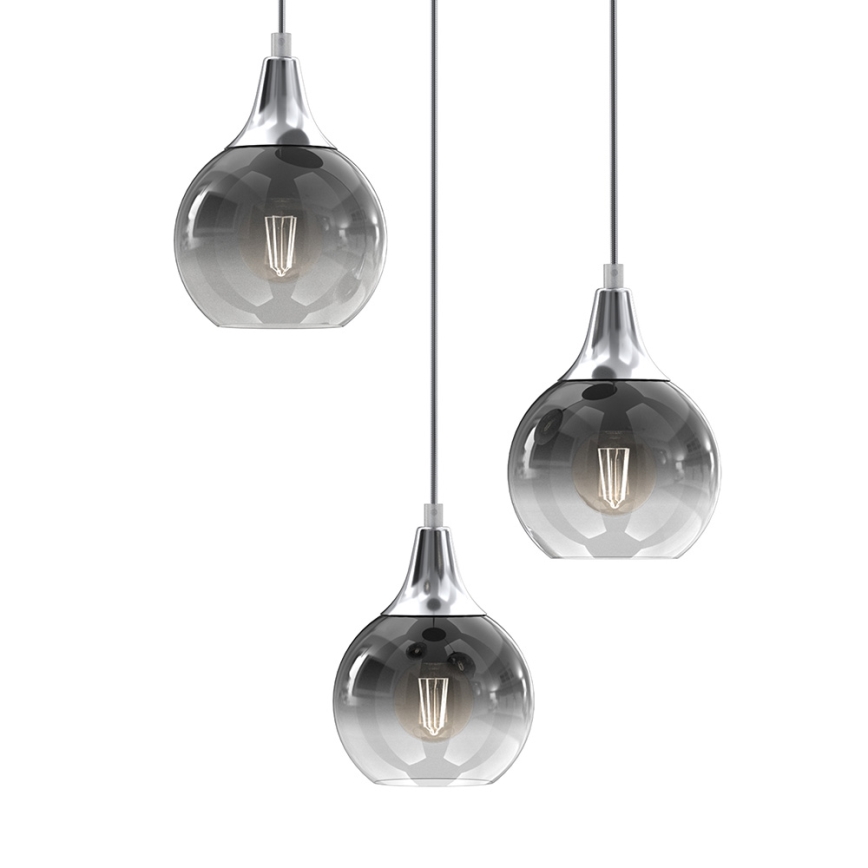 Kattokruunu johdossa MONTE 3xE27/60W/230V mattakromi