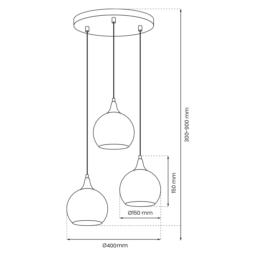 Kattokruunu johdossa MONTE 3xE27/60W/230V mattakromi