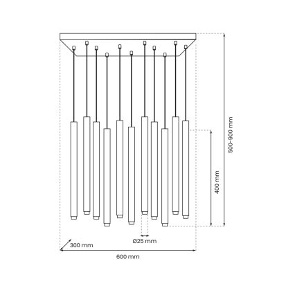 Kattokruunu johdossa MONZA 11xG9/8W/230V musta