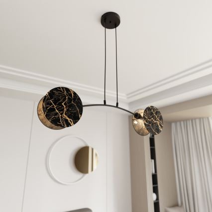 Kattokruunu johdossa MOTIF 2xE27/15W/230V musta/kulta