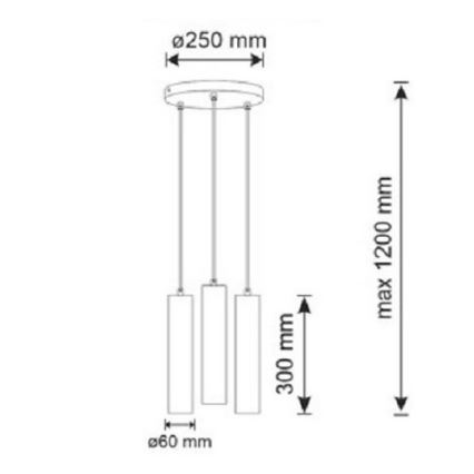 Kattokruunu johdossa NAPOLI 3xGU10/8W/230V