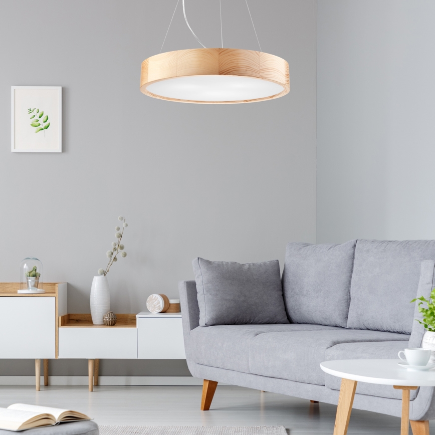 Kattokruunu johdossa NATURAL 3xE27/60W/230V ø 47 cm mänty