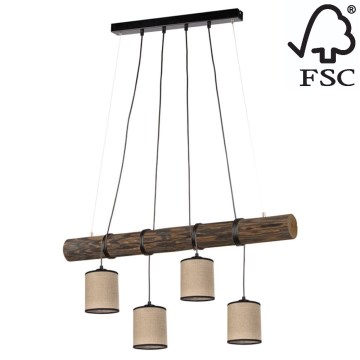Kattokruunu johdossa NEGRO 4xE27/25W/230V mänty - FSC-sertifioitu