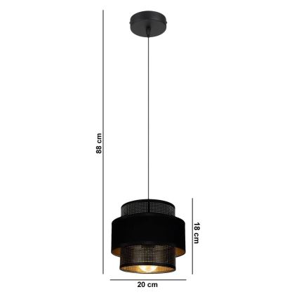 Kattokruunu johdossa NESS 1xE27/60W/230V musta