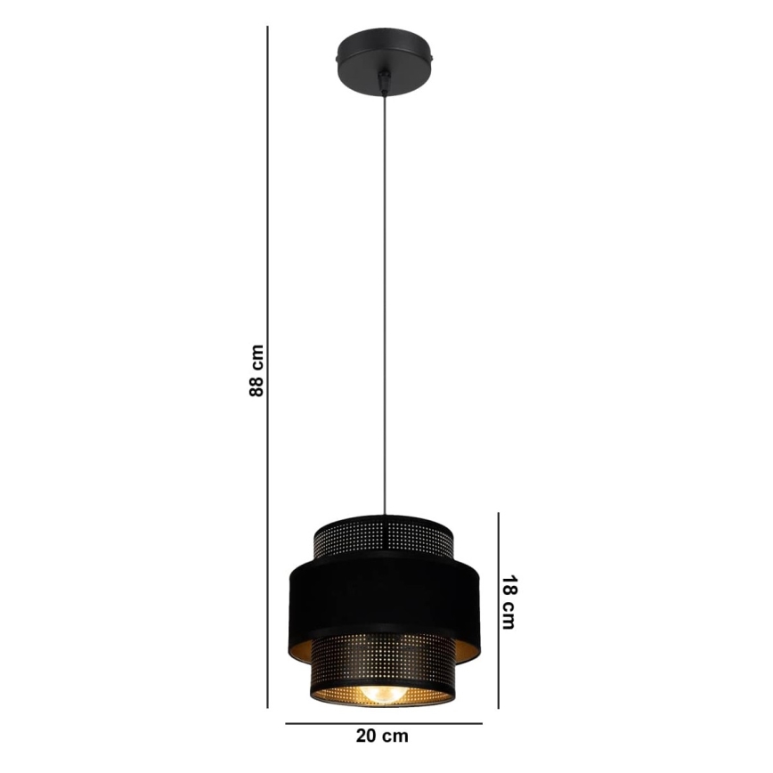 Kattokruunu johdossa NESS 1xE27/60W/230V musta