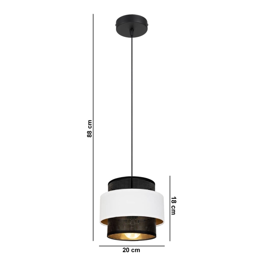 Kattokruunu johdossa NESS 1xE27/60W/230V musta/valkoinen