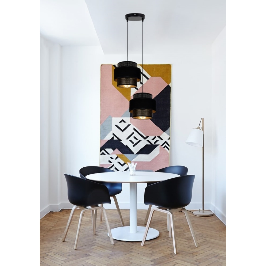 Kattokruunu johdossa NESS 2xE27/60W/230V halkaisija 30 cm musta