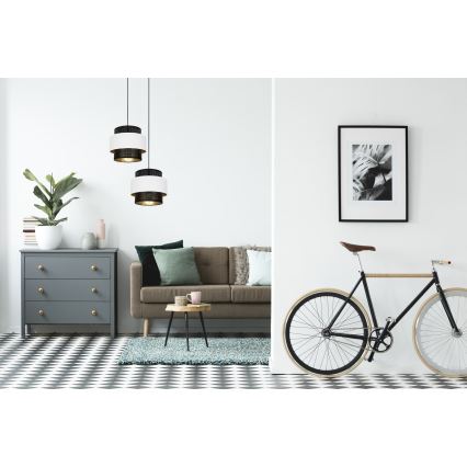 Kattokruunu johdossa NESS 2xE27/60W/230V halkaisija 30 cm musta/valkoinen