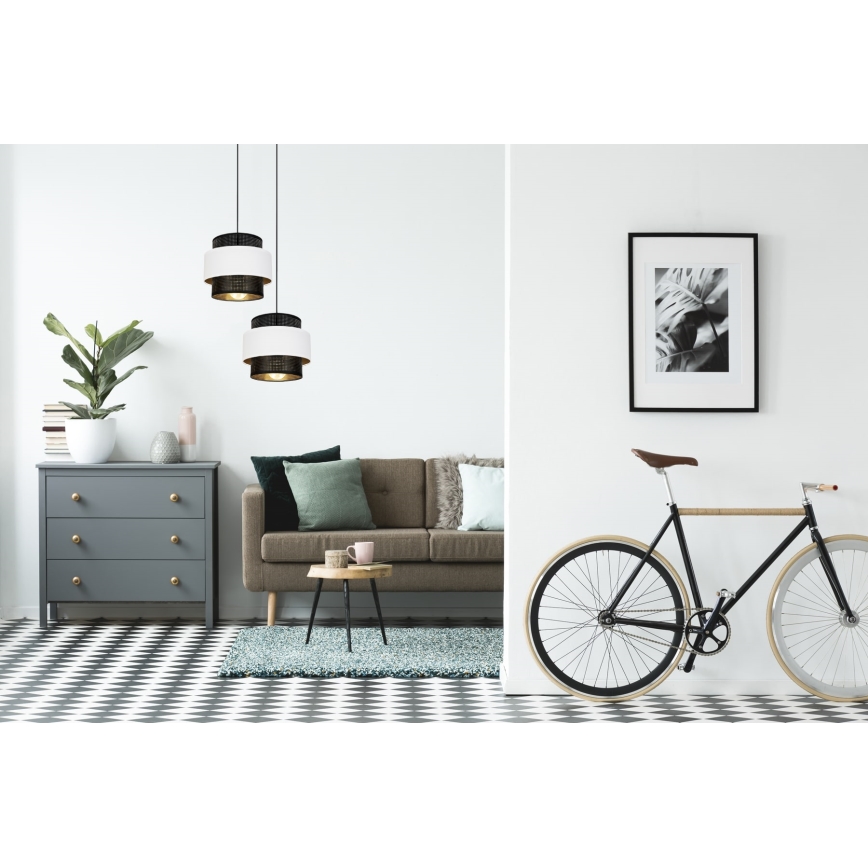 Kattokruunu johdossa NESS 2xE27/60W/230V halkaisija 30 cm musta/valkoinen