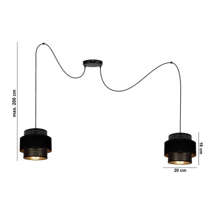 Kattokruunu johdossa NESS 2xE27/60W/230V hämähäkki musta