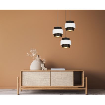 Kattokruunu johdossa NESS 3xE27/60W/230V halkaisija 45 cm musta/valkoinen