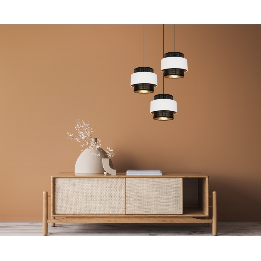 Kattokruunu johdossa NESS 3xE27/60W/230V halkaisija 45 cm musta/valkoinen