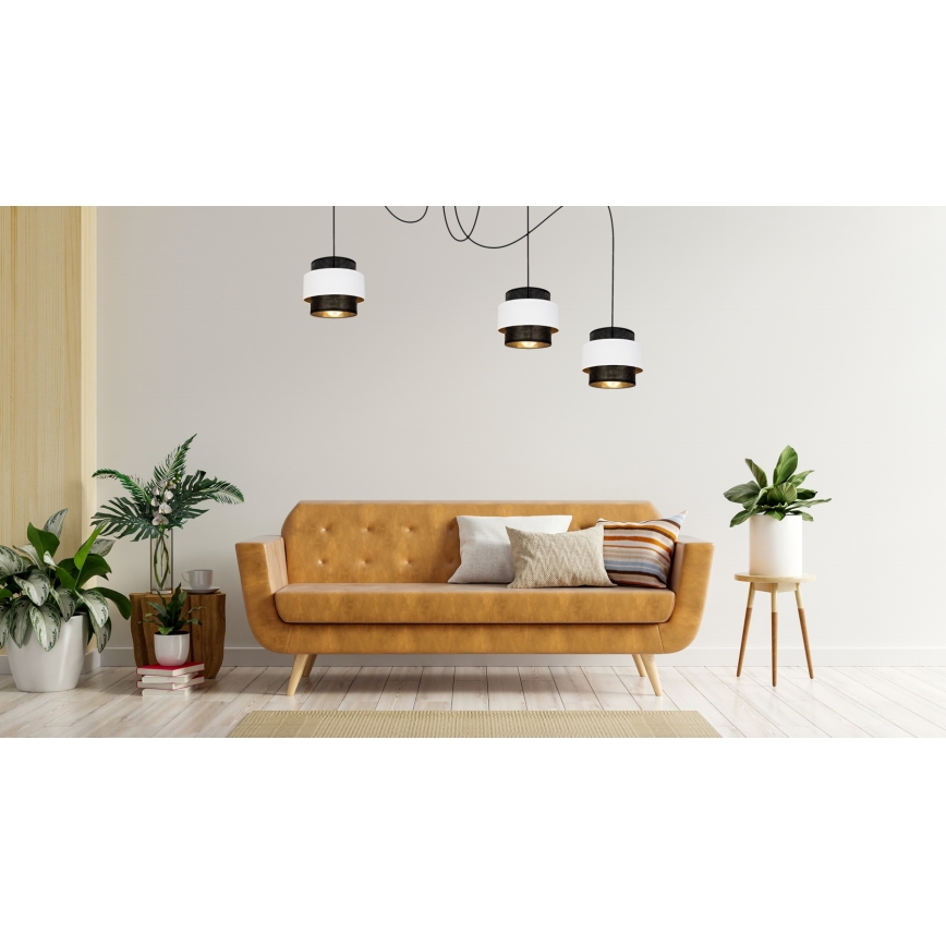 Kattokruunu johdossa NESS 3xE27/60W/230V hämähäkki musta/valkoinen