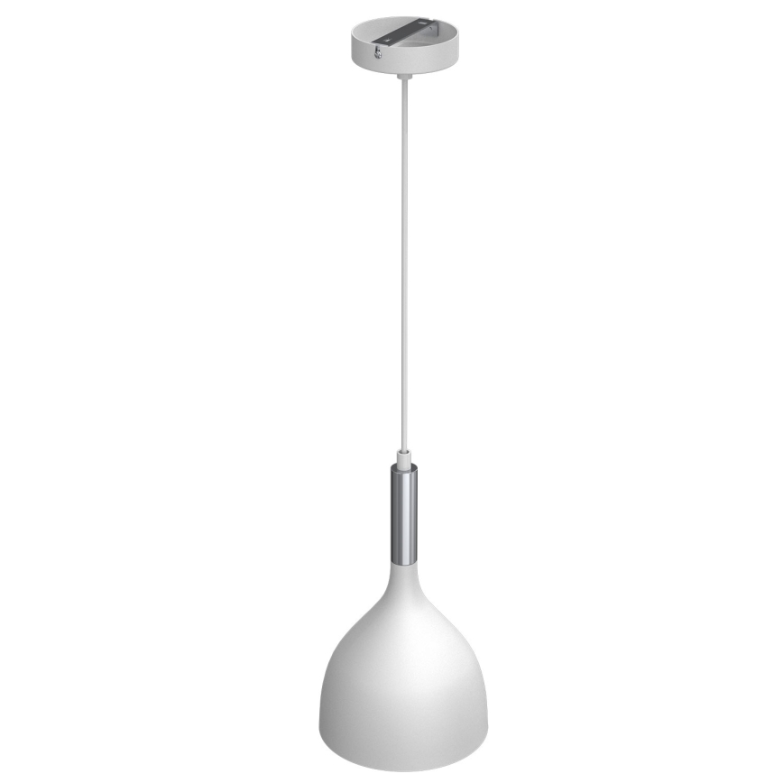 Kattokruunu johdossa NOAK 1xE27/15W/230V valkoinen/kiiltävä kromi