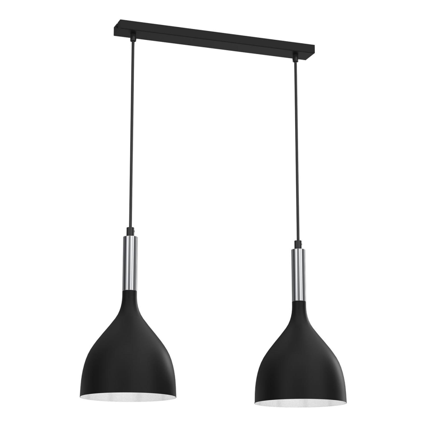 Kattokruunu johdossa NOAK 2xE27/15W/230V musta/kiiltävä kromi
