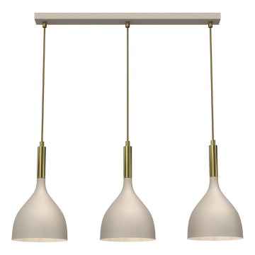 Kattokruunu johdossa NOAK 3xE27/15W/230V beige/kulta