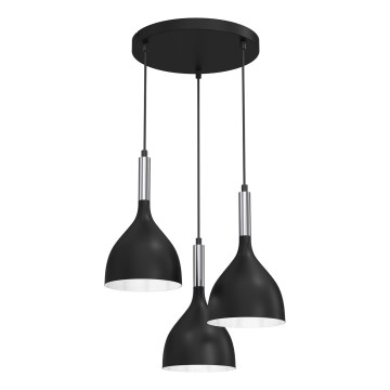 Kattokruunu johdossa NOAK 3xE27/15W/230V musta/kiiltävä kromi