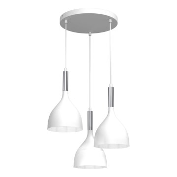 Kattokruunu johdossa NOAK 3xE27/15W/230V valkoinen/kiiltävä kromi