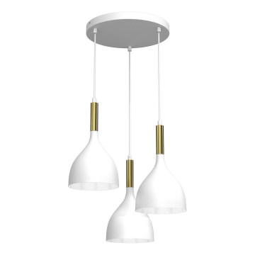 Kattokruunu johdossa NOAK 3xE27/15W/230V valkoinen/kulta