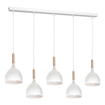 Kattokruunu johdossa NOAK 5xE27/15W/230V valkoinen/pyökki