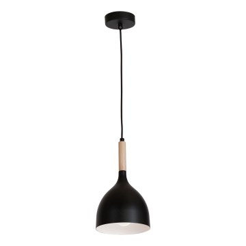 Kattokruunu johdossa NOAK WOOD 1xE27/15W/230V musta/pyökki
