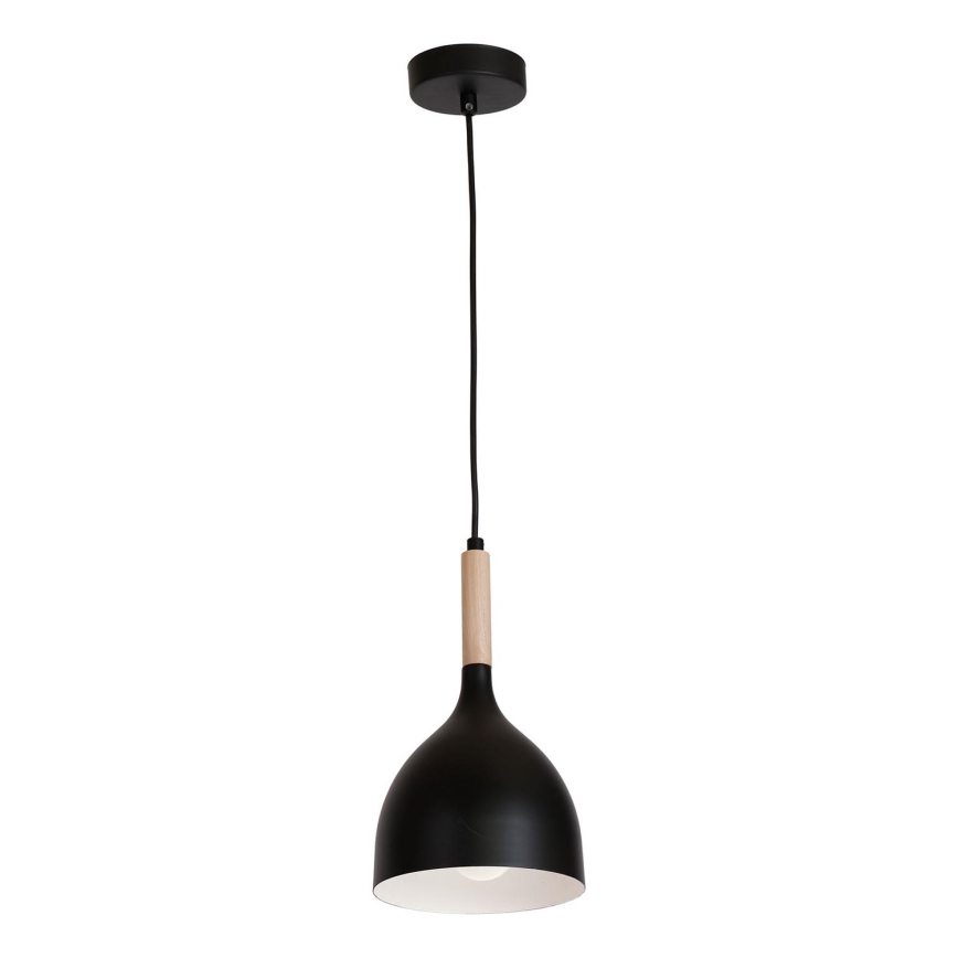 Kattokruunu johdossa NOAK WOOD 1xE27/15W/230V musta/pyökki