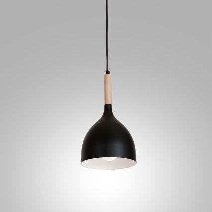 Kattokruunu johdossa NOAK WOOD 1xE27/15W/230V musta/pyökki