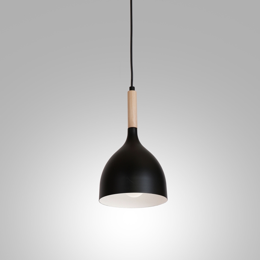Kattokruunu johdossa NOAK WOOD 1xE27/15W/230V musta/pyökki