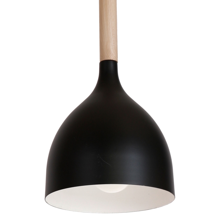 Kattokruunu johdossa NOAK WOOD 1xE27/15W/230V musta/pyökki
