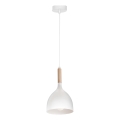 Kattokruunu johdossa NOAK WOOD 1xE27/15W/230V valkoinen/pyökki