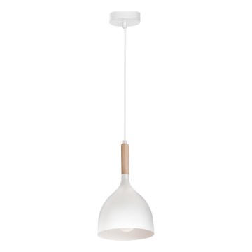 Kattokruunu johdossa NOAK WOOD 1xE27/15W/230V valkoinen/pyökki