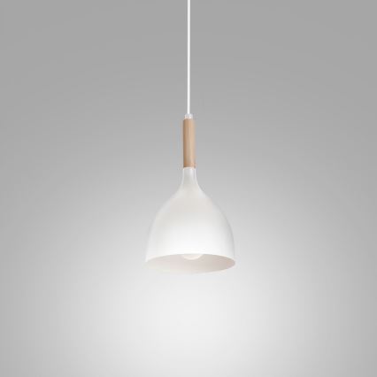 Kattokruunu johdossa NOAK WOOD 1xE27/15W/230V valkoinen/pyökki