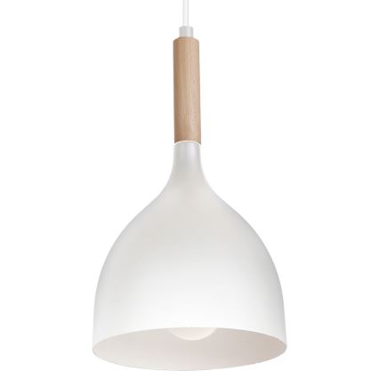 Kattokruunu johdossa NOAK WOOD 1xE27/15W/230V valkoinen/pyökki