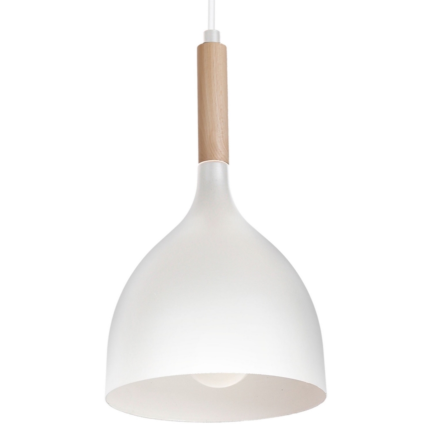 Kattokruunu johdossa NOAK WOOD 1xE27/15W/230V valkoinen/pyökki