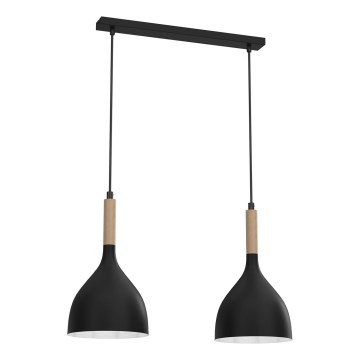 Kattokruunu johdossa NOAK WOOD 2xE27/15W/230V musta/pyökki