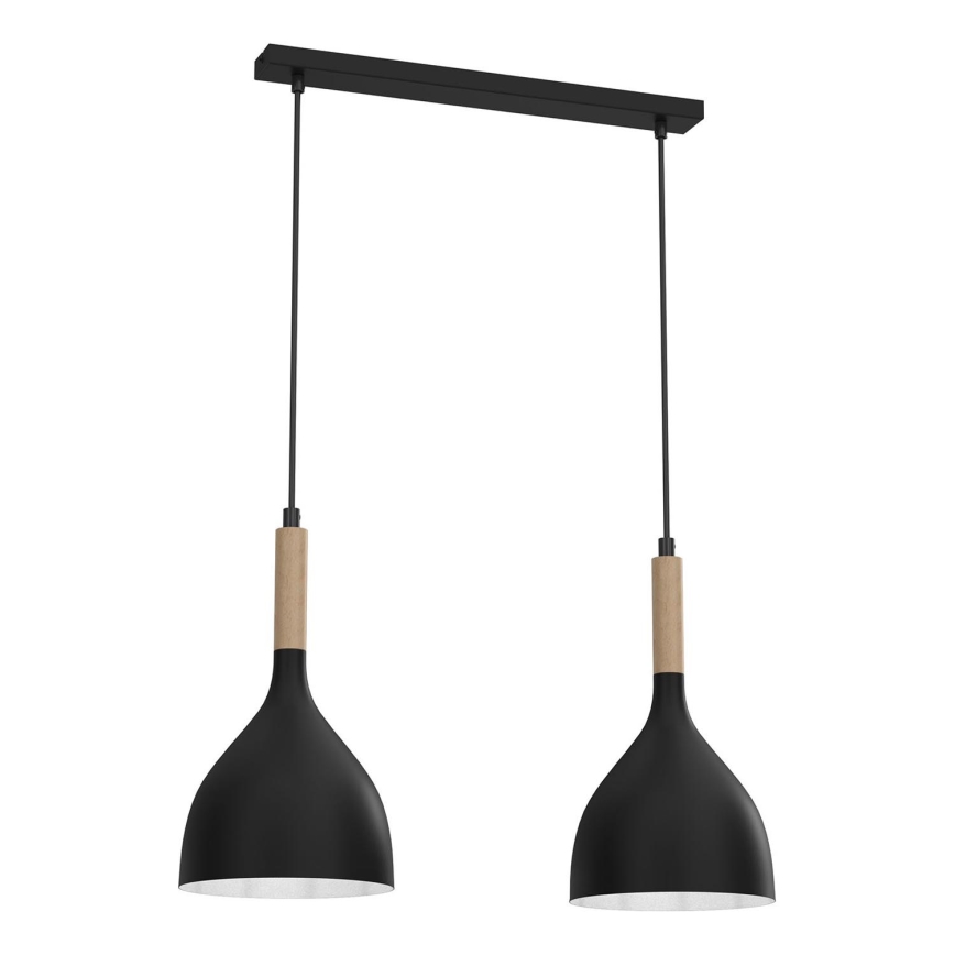Kattokruunu johdossa NOAK WOOD 2xE27/15W/230V musta/pyökki