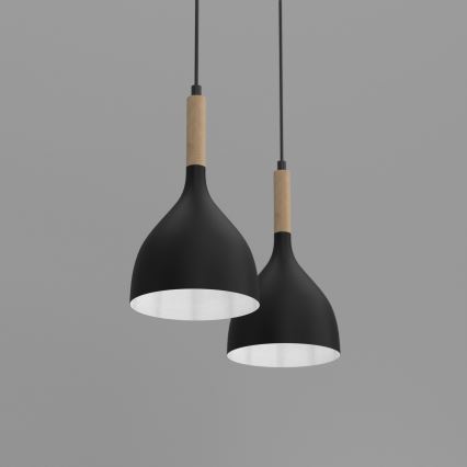 Kattokruunu johdossa NOAK WOOD 2xE27/15W/230V musta/pyökki