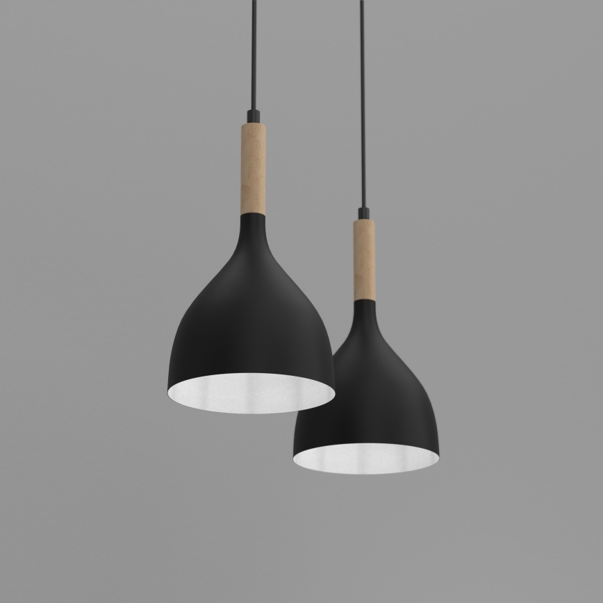 Kattokruunu johdossa NOAK WOOD 2xE27/15W/230V musta/pyökki