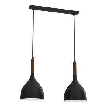 Kattokruunu johdossa NOAK WOOD 2xE27/15W/230V musta/pyökki