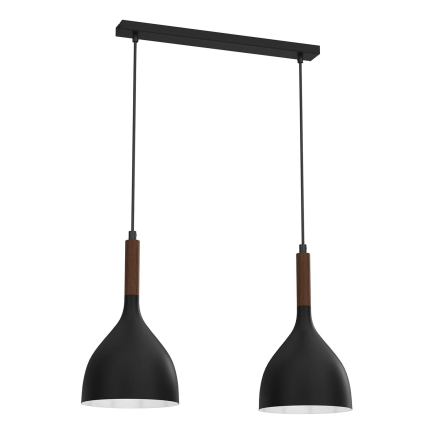 Kattokruunu johdossa NOAK WOOD 2xE27/15W/230V musta/pyökki
