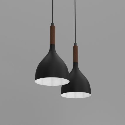 Kattokruunu johdossa NOAK WOOD 2xE27/15W/230V musta/pyökki